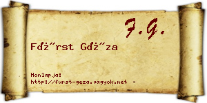 Fürst Géza névjegykártya